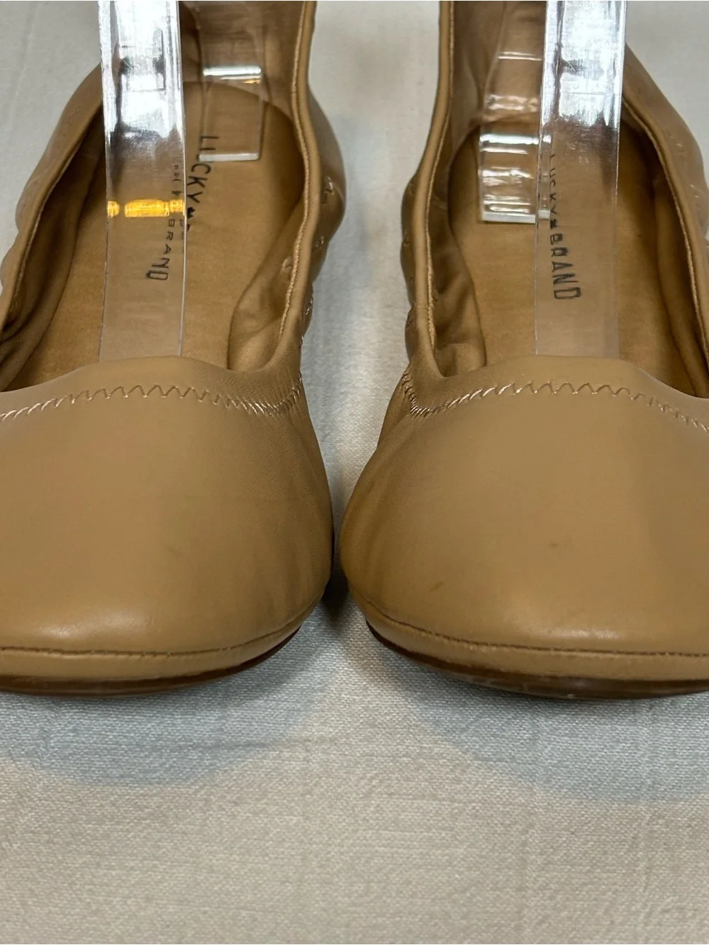 Lucky Brand Emmie Classic Slip-On Leather Ballet Flats-Tan-Women Size 11